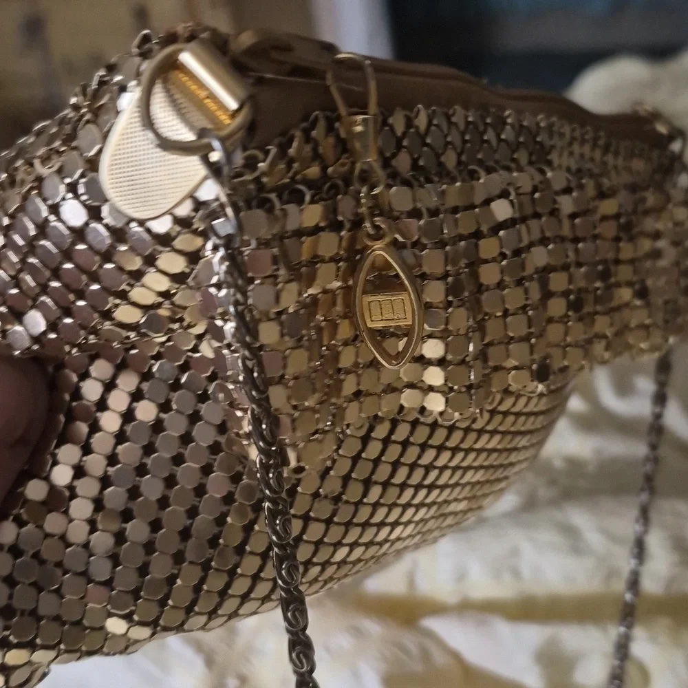 Vintage John Weitz Gold Metal Mesh Evening Chain Strap Bag